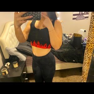 Red flame cropped tank